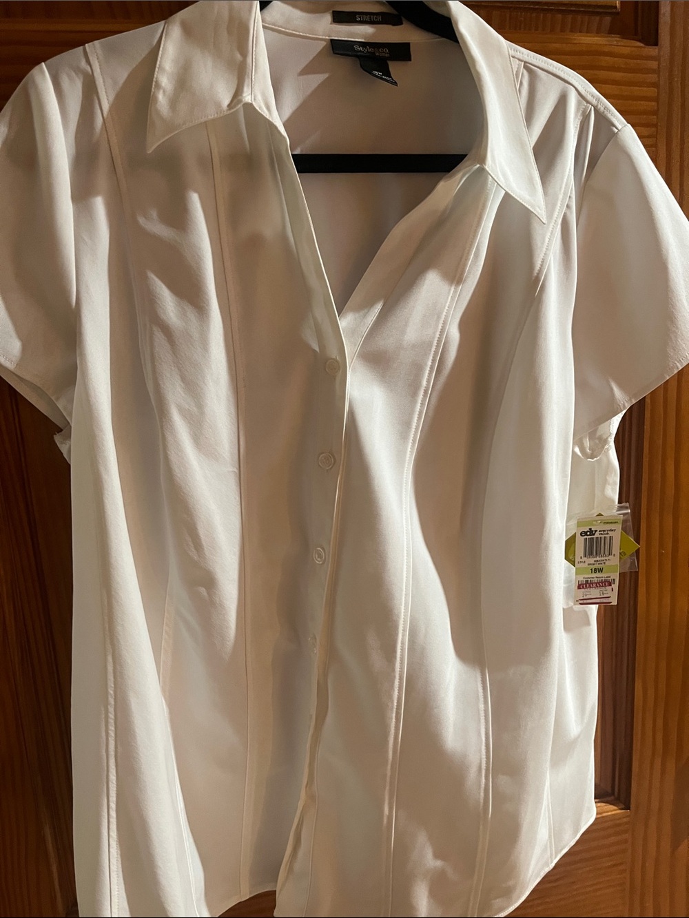 Style & Co. White Short Sleeve Button-Front Shirt